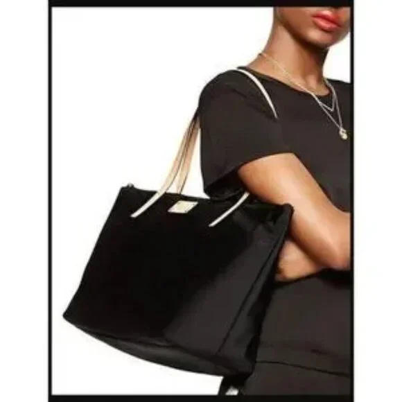 Kate Spade Kennedy Park Sophie Black Nylon Tote with Tan Handles- EUC - Picture 1 of 9